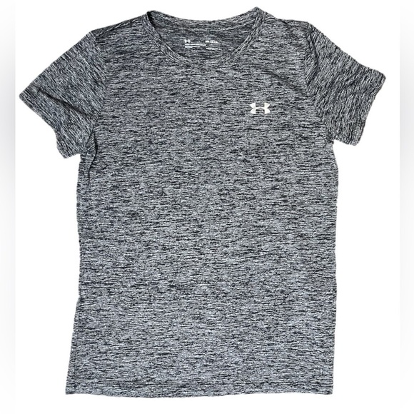 Women's Under Armour Tech Twist Tee Short Sleeve Crew Neck Medium Gray Black - Picture 1 of 13